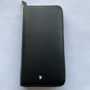 Mens Montblanc Black leather Long Clutch  Wallet